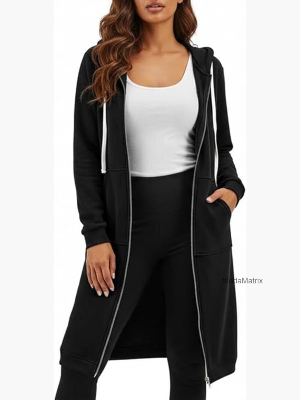 Oversized Zip Up Hoodie Fleece Long Sweatshirt with Pockets